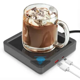 Yolin 732781412856 Coffee Mug Warmer With 2 Usb Charging Ports Auto Shut-off Candle Wax -
