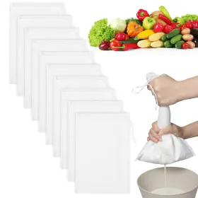 757412 Yuanchu 10 Pack 100 Mesh Nut Milk Bag Strainer 8 12 Inch Reusable Nyl