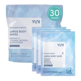 Yuni Beauty 856349007930 Large Body Unscented 30 Count Super Soft Moist Showerless That Cleanse And D