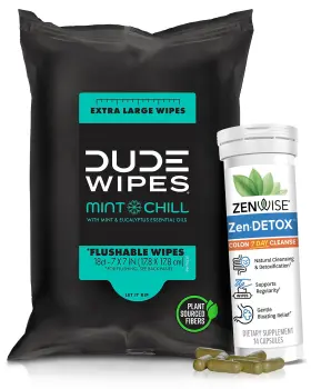 Zenwise Health 810091720783 Dude Wipes And Zendetox Bundle - 18 Flushable 14 Colon Cleanse Pills