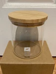 Nespresso Medium Serving Display Glass Capsule Dispenser W/ Bamboo Lid Nib. Fixed Price $19.95.