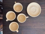 Fiesta Ivory Classic Rim Homer Laughlin China 8 Total Pieces 4 Cups & Saucers. Fixed Price $40.00.