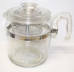 Vintage Pyrex Flameware Glass 6-9 Cup Percolator Coffee Pot Complete 7759-B. Fixed Price $135.00.