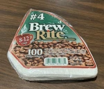 Sealed Brew Rite #4 100 Count Cone Coffee Filters Makes 8-12 Cups. Fixed Price $10.59.