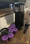 Sboly 1177 Coffee Maker - Black, Single Cup, With 6 Extra Reusable Cups. Fixed Price $25.00.