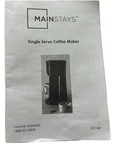 Mainstays Coffee Maker Single Serve Brewer User Manual 202140 Instruction Guide. Fixed Price $8.01.