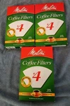Lot 3 Melitta Coffee Filters No. 4 Cone Paper White. Fixed Price $11.98.