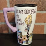 Its Not Shopping Therapy Ceramic Travel Coffee Mug Cup Tall With Lid 18OZ. Fixed Price $22.99.