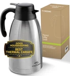 Cresimo Thermal Coffee Carafe 68OZ / 2L - 12 Hours Hot Ounces, Silver. Fixed Price $42.09.