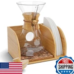 Hexnub Pour Over Coffee Maker Caddy & Lid, Bamboo Stand For Chemex, Bodum. Fixed Price $81.15.