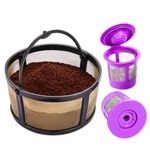 Gold Tone Mesh Coffee Filter And 2 Reusable Cups For Keurig Duo Brewer. Fixed Price $18.29.