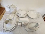 Emily Platinum Coffee Pot Butter Sugar Platters Gravy Salt/pepper Covered Bowl. Fixed Price $89.95.