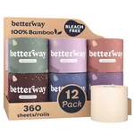 Betterway Unbleached Bamboo Toilet Paper 12 Rolls (360 Sheets Each), Brown. Fixed Price $42.29.