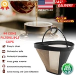 Reusable #4CONE Coffee Filter Basket Permanent Stainlesssteel Brewer POD8-12CUPS. Fixed Price $10.97.