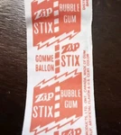 Grant Products Zip Stix Bubble Gum Gomme Ballon Wrapper Unused. Fixed Price $14.99.