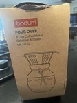 Bodum 11571-109 Pour Over Coffee Maker With Permanent Filter, Glass, 34 Ounce. Fixed Price $15.00.