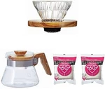 Hario V60 Heat Resistant Glass Coffee Driper, Olive Wood, Carafe & Paper Filter. Fixed Price $98.62.