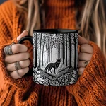 Fox Linoprint Ceramic Coffee Mug Forestcore Nature Cup Gift. Fixed Price $14.98.