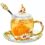 Flower Tea Cups Christmas Birthday Gift For Women Mom Sister Friend Glass Cof.... Fixed Price $39.50.