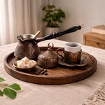 Demmex Turkish Coffee Set Copper Cezve Pot Cup Saucer Spoon 6PC. Fixed Price $59.88.