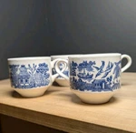 Stoke-on-trent Blue Willow Set 4 England Vintage Stackable Tea Cup Coffee Mug. Fixed Price $20.00.