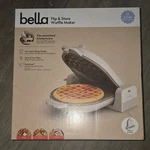 Bella TXW-012 Flip & Store Ceramic Waffle Maker, Non-stick, 350W, White, Round. Fixed Price $16.00.