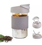 Glass Travel Coffee Tumbler, Smoothie Cup Dual-use 15 Oz, Gray. Fixed Price $20.00.