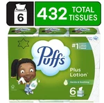 Puffs Plus Lotion Facial Tissues, 6 Mega Cube Boxes, 72 Per. Fixed Price $13.53.