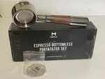 Morils 54MM Bottomless Portafilter Set Silver Brown Ergonomic Handle Espresso. Fixed Price $30.00.