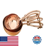 Creative Co-op Hammered Stainless Steel Leather Tie Set Of 4 Sizes Scoops Copper. Fixed Price $52.18.