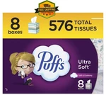Puffs Ultra Soft Facial Tissues 8 Mega Cube Boxes, 72 Per. Fixed Price $16.53.