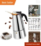 Stainless Steel Moka Pot - Brew Rich 9 Cups Of Espresso, Perfect For Induction. Fixed Price $30.99.