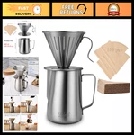 Lalord Pour Over Coffee Maker, 304 Stainless Steel With 100 Pcs Paper Filters &. Fixed Price $47.99.