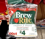 Brew Rite #4 Coffee Filters 100 Count 8-12 Cup Cone Style Paper. Fixed Price $10.88.