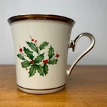 Lenox Porcelain Holiday Platinum Coffee Tea Cup Mug Christmas Holly. Fixed Price $35.15.