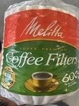 (600) Melitta Coffee Filters, Basket, Pack 600, White. Fixed Price $16.99.