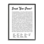 Stupell Industries Phone Crossword Puzzle Bathroom Design Framed Giclee. Fixed Price $72.96.
