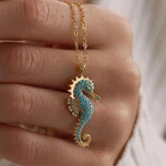 Cute Seahorse Pendant 8K Gold Plated Stainless Steel Zircon Jewelry For Women. Fixed Price $12.10.