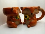 Fox With Sunflower Mug Ceramic Coffee Orange Tan. Fixed Price $19.99.