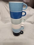 Set 6 Porcelain Espresso Cup 2.5OZ Stackable Demitasse Latte Coffee Tea Blue. Fixed Price $16.15.