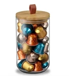 Nespresso Mini Display Capsule Dispenser - Pod Storage Glass & Bamboo Lid. Fixed Price $11.60.
