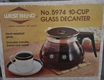 Nos West Bend Glass Pot Decanter 10 Cup Coffee Carafe Replacement 5974 Brown. Fixed Price $17.49.