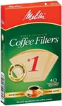 Melitta Premium #1 Cone Paper Coffee Filters, Natural Brown, 40 Count - Pack. Fixed Price $16.99.
