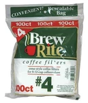 Rite #4 Coffee Filters 100 Count Pack 8-12 Cup For Cone Style Brewer. Fixed Price $5.98.