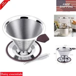 Stainless Steel Pour Over Coffee Filter Dripper Reusable 1-4 Cup Mesh Cone .... Fixed Price $23.92.