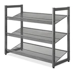9 Pair Gunmetal Stacking Shoe Rack 3 Tier Steel Shelf Storage Organizer. Fixed Price $65.55.