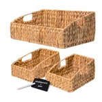 Kokodo Water Hyacinth Storage Baskets Set Of 3, Open Front Wicker Pantry Bins.... Fixed Price $67.27.