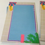 Vtg 1980S Swimming Pool Stationery Sheets & Envelope Set Paper Palm Tree Summer. Fixed Price $15.99.