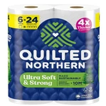 Quilted Northern Ultra Soft & Strong Toilet Paper 6 Mega Rolls = 24 Regular. Fixed Price $19.99.