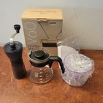 Hario V60 Pour Over Coffee Starter Set, Size 02 And Grinder. Fixed Price $40.00.